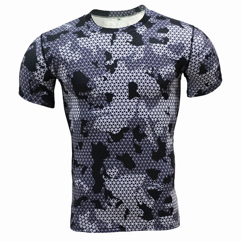 

Outdoor sports camouflage T-shirt running fitness sweat-absorbent breathable quick-drying clothes men's tights short sleeve