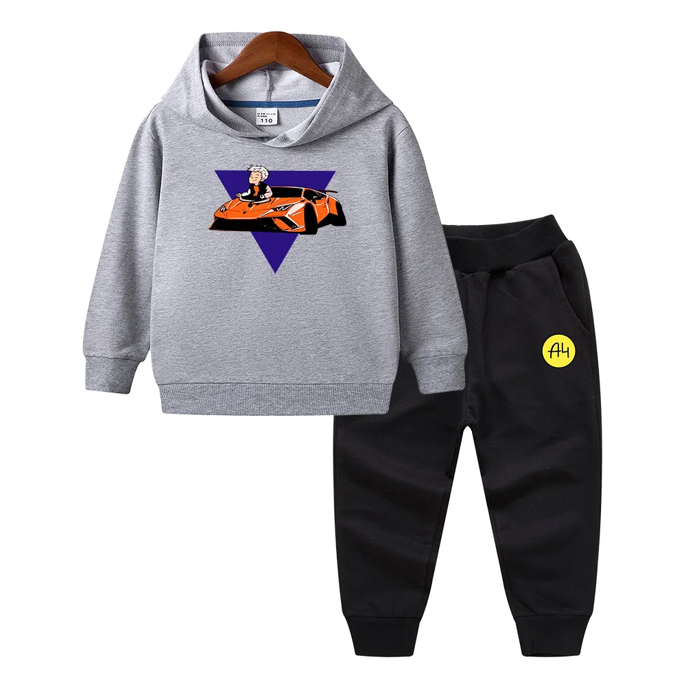 Merch-Sudadera con capucha A4 Gelik Lamba para ni&ntilde;o, traje c&oacute;modo para ni&ntilde;a, sudaderas con capucha para beb&eacute;, ropa informal para ni&ntilde;o con capucha y pantalones, 2 piezas-3