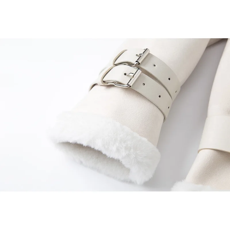 

Winter fur coat women's long-sleeved belt warm suede jacket thick lamb wool women's coat beige 2021 women's clothing