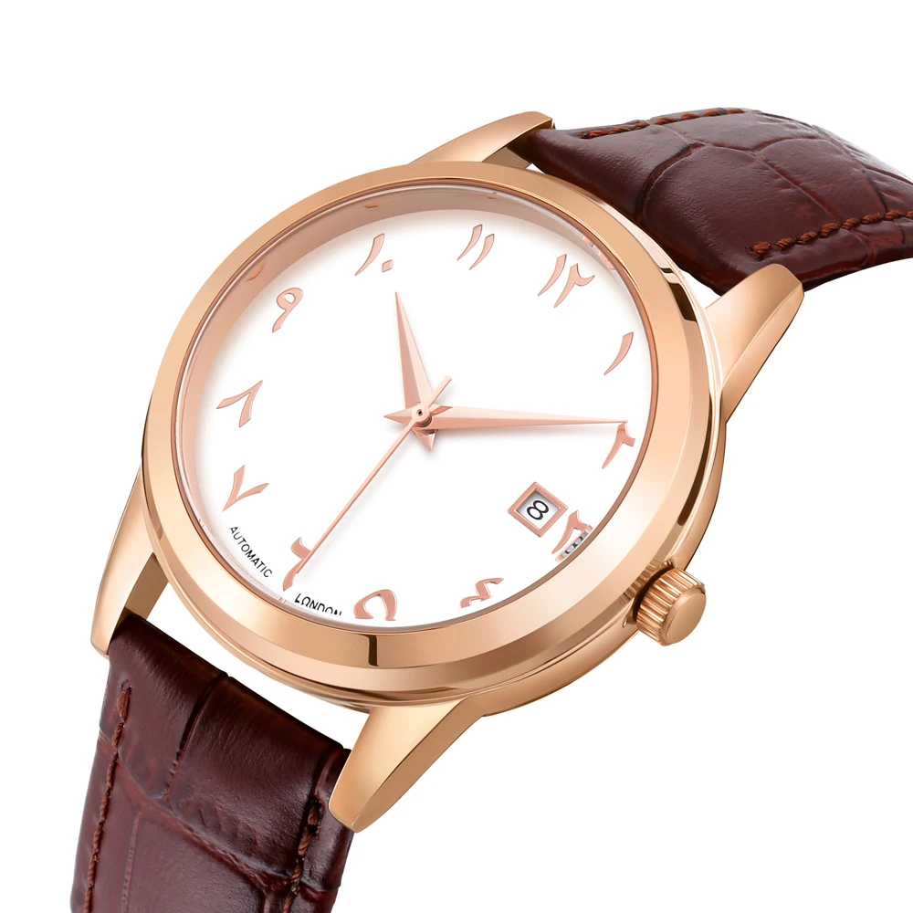 Автоматические арабские часы Роскошные наручные с арабскими цифрами