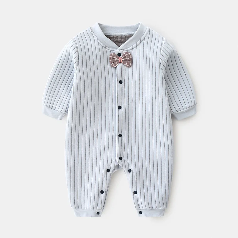 

2021 Baby Bow Tie Jumpsuit Infant Toddler Cotton Warm Rompers 0-1 Year
