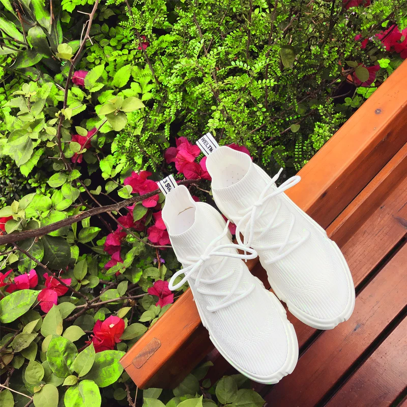 2019 Женская белая спортивная обувь женские летние носки кроссовки здоровье на