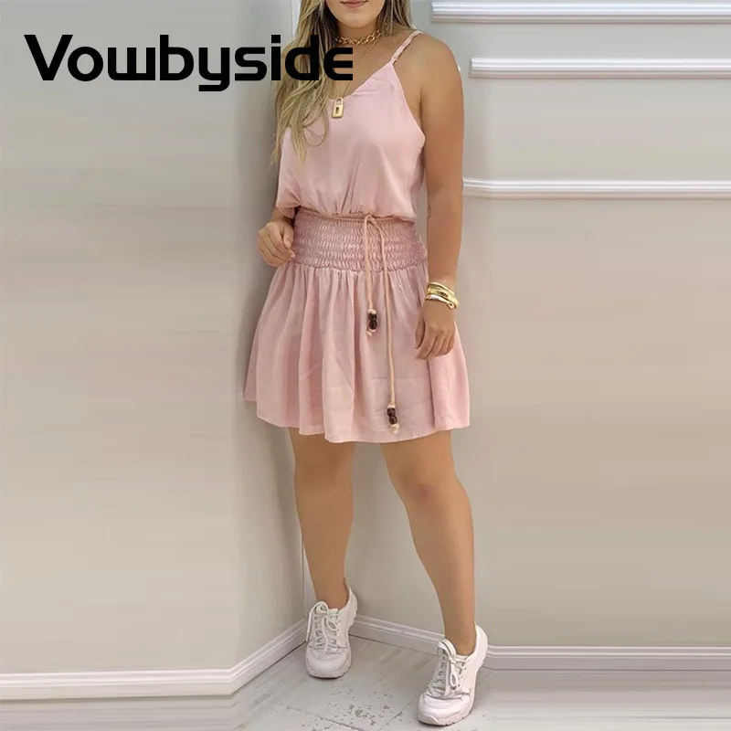 

Shirring Detail Spaghetti Strap Casual Dress Women Summer Dress