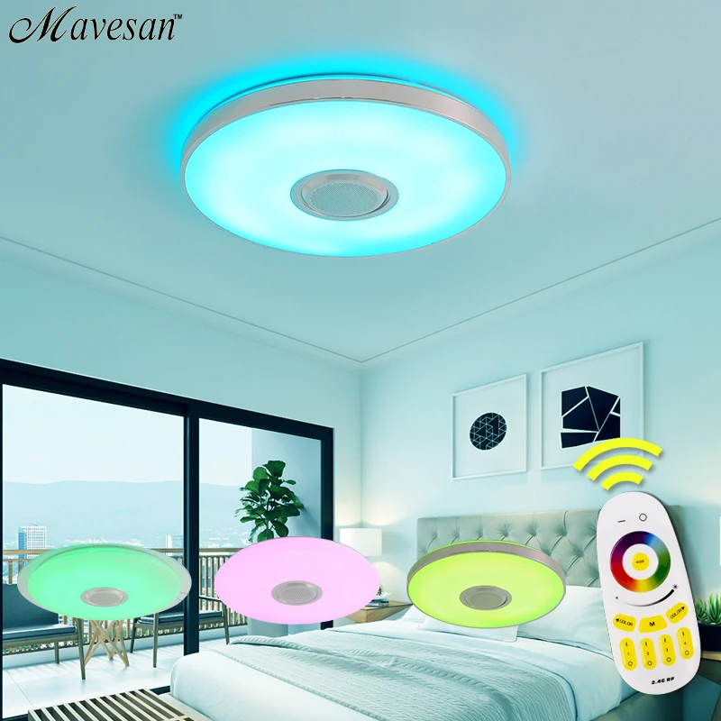 Bluetooth потолочный светильник RGB музыкальный потолочный светильник с Bluetooth Круглой Формы Светильник ing для домашнего прослушивания музыки светильник luminarias