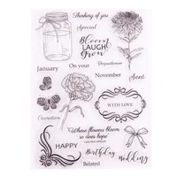 flower butterfly transparent clear silicone stamp seal diy scrapbooking rubber stamping coloring embossing diary decor reusable