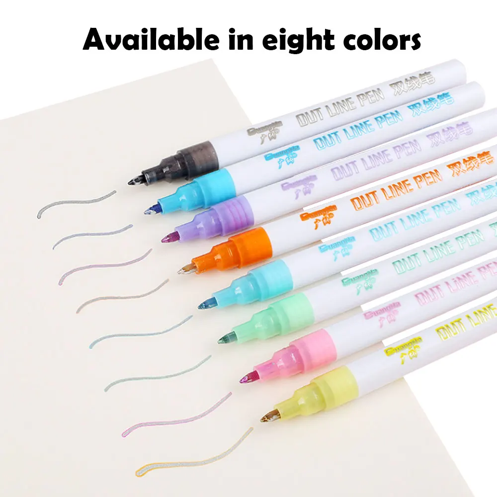 8 Colors Portable Delicate Double Line Fluorescent Marker Pen Highlighter Durable Comfortable Student Stationery | Канцтовары для