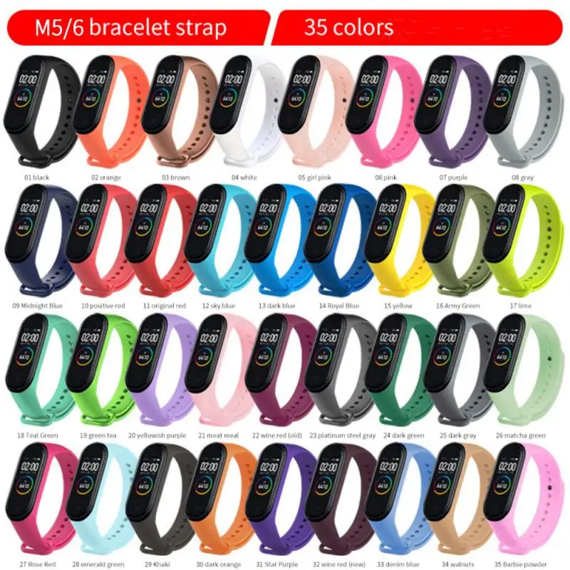 

Strap For Xiaomi Mi Band 5 6 Watch Band Solid Color Durable Silicone Sport Bracelet Replacement For XiaoMi Band 5 6 Wristband