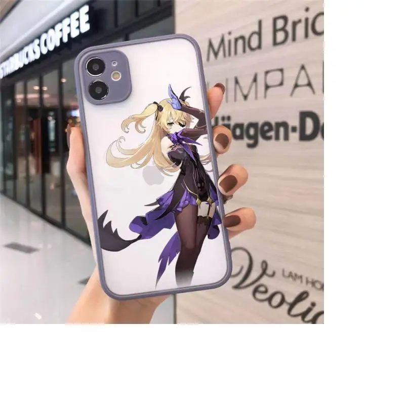

Anime Genshin Impact Phone Case Matte transparent For Gray iPhone 12 Mini 11 Pro XR XS Max 7 8 Plus X Back Cover
