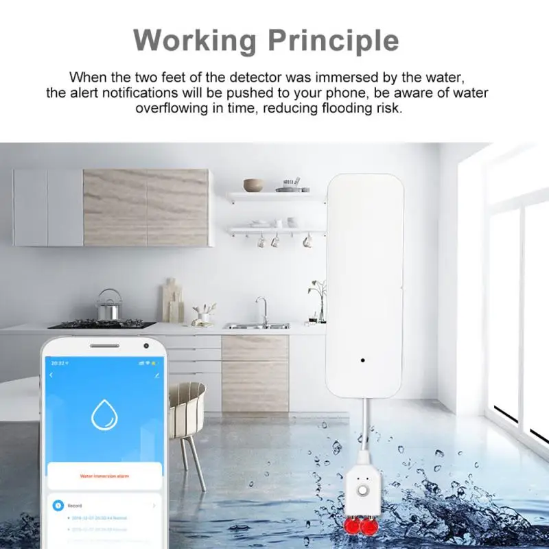 

Tuya Smart WiFi Water Leak Sensor Flood Leakage Level Alarm Overflow Detector Smart Home Automation Modules
