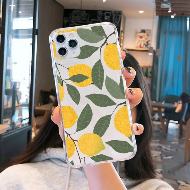 

lemon watermelon fruit pattern Phone Case Transparent for iPhone 6 7 8 11 12 s mini pro X XS XR MAX Plus