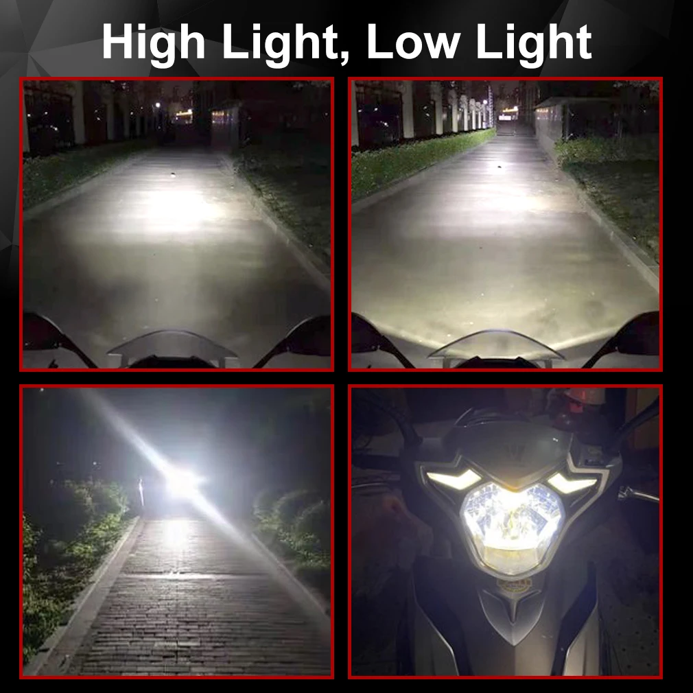 H4 LED Moto H6 BA20D Motorcycle Headlight Bulbs 8 Sides COB White 6000K Hi Lo Lamp Scooter Accessories Fog Lights 12V |