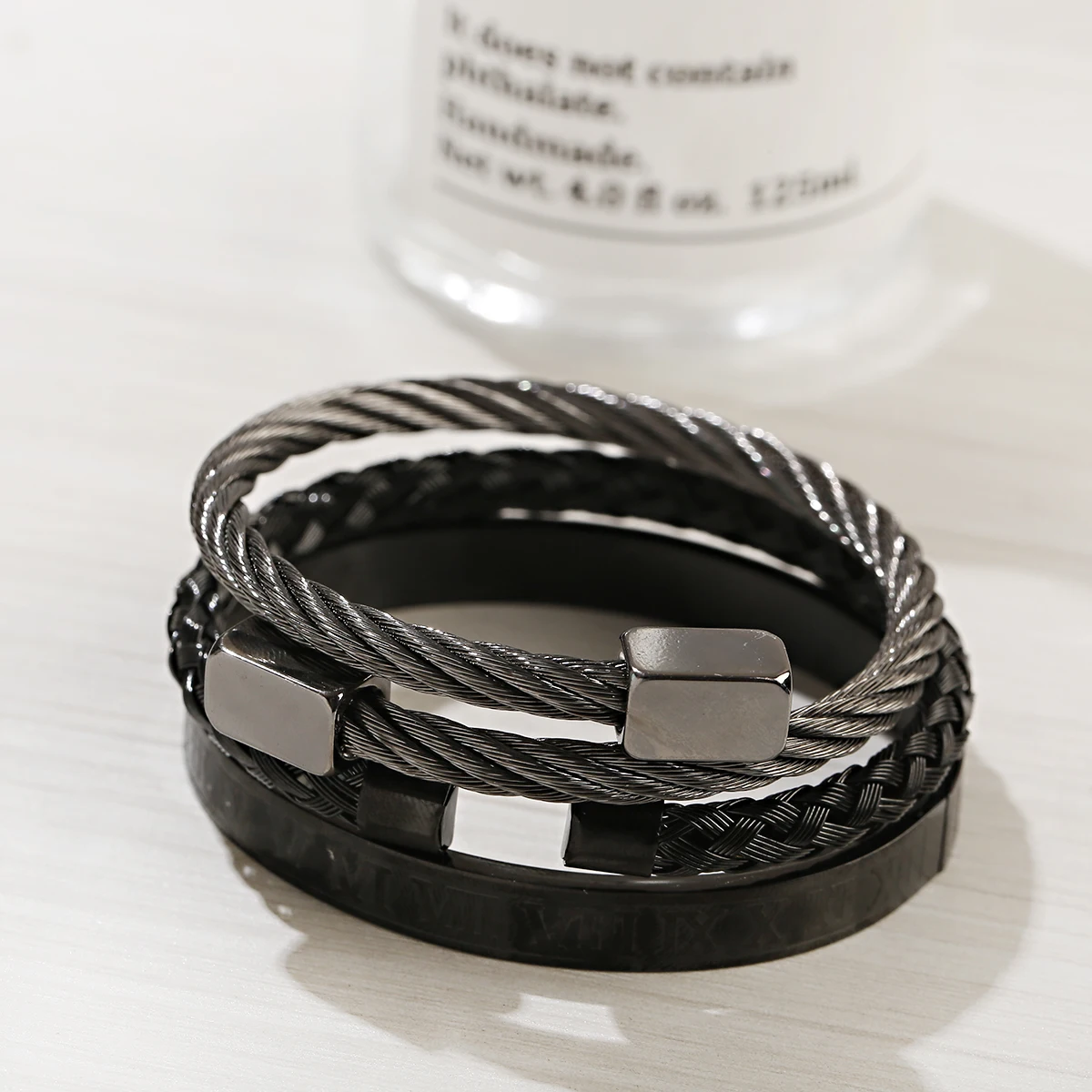 

Luxury Geometric Square Charm Bracelet Men Stainless Steel Geometry Pulseiras Men Open Adjustable Bracelets Couple Jewelry Gift