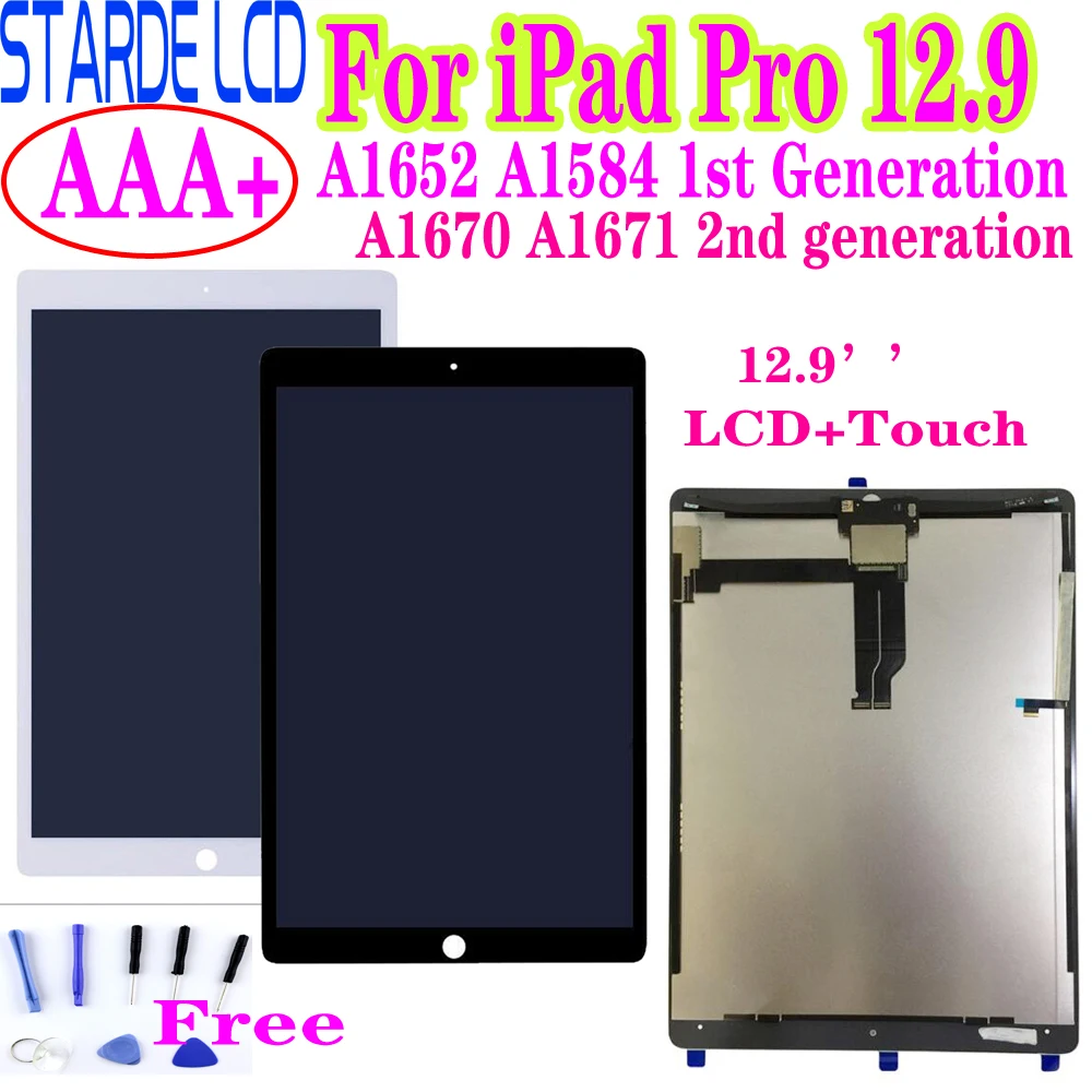 Сменный ЖК-дисплей для iPad Pro 12,9 A1584 A1652/12,9 ''2nd A1670 A1671, кодирующий преобразователь сенсорного экрана в сборе 12,9"