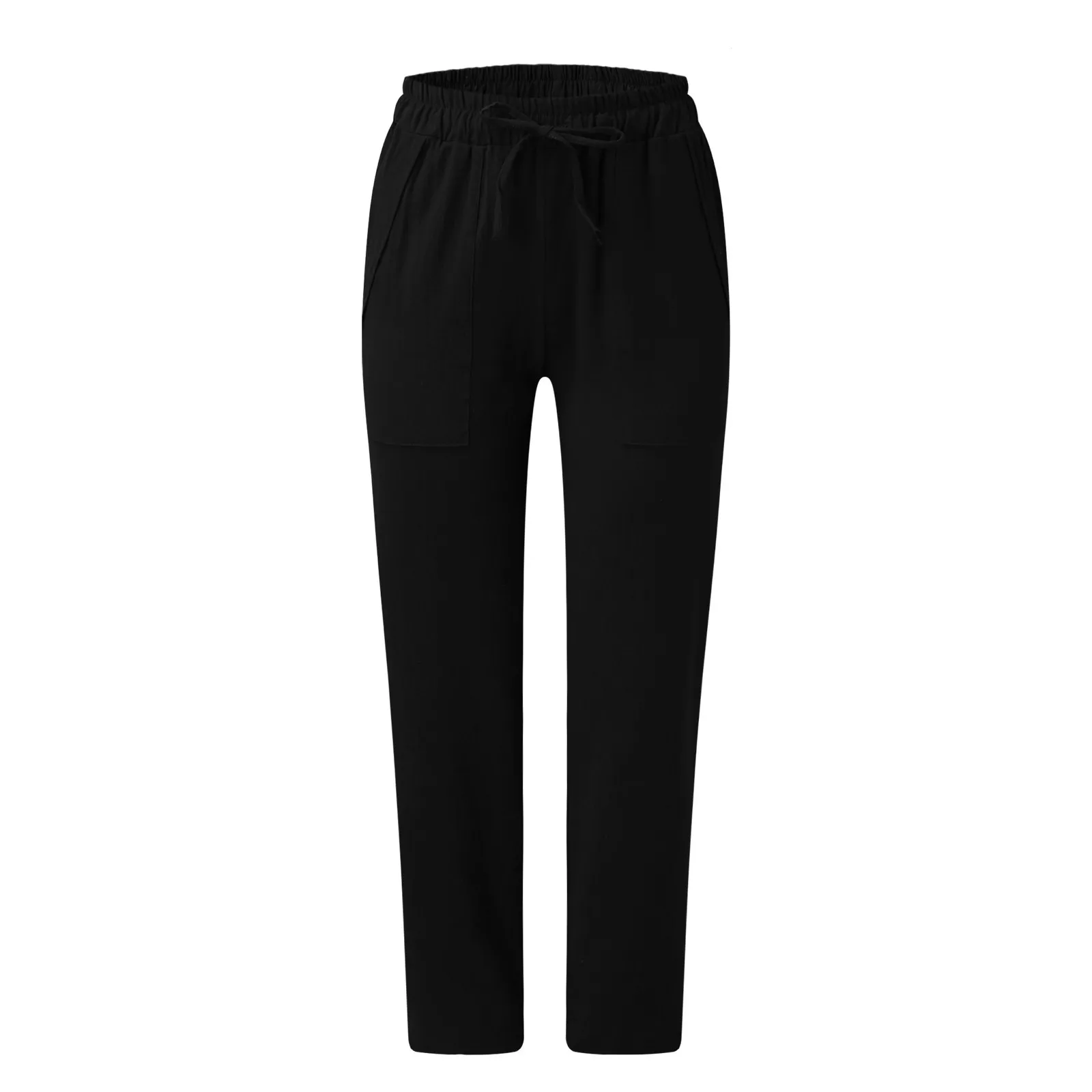 

2021 Plus Size Spring Summer Pencil Pants Women Cotton Linen Pants Thin Casual Solid Drawstring Trousers With pockets