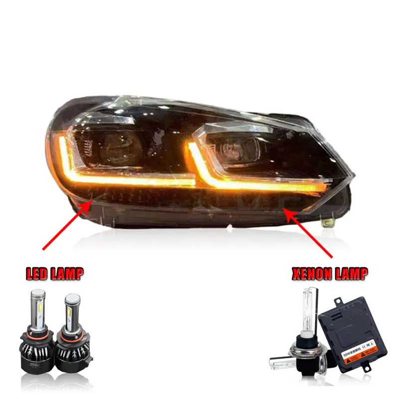 LED HighBeam 2 шт. автомобильный стиль светодиодный фары для Volkswagen Golf 6 09-13 для Golf 6 Головной фонарь светодиодный DRL Объектив двойной луч H7 HID Xenon bi xenon le - Цвет: LED HighBeam