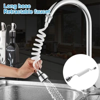 kitchen faucet extension extender 360 rotatable long hose portable pullable foaming bathroom shower faucet spring tube white 1pc