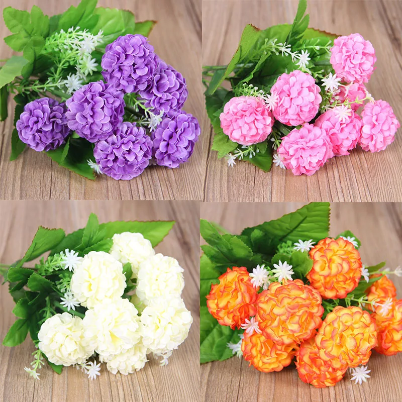 

New 9 large flower head artificial hydrangea chrysanthemum ball fake silk flower DIY home garden wedding party shop decoration