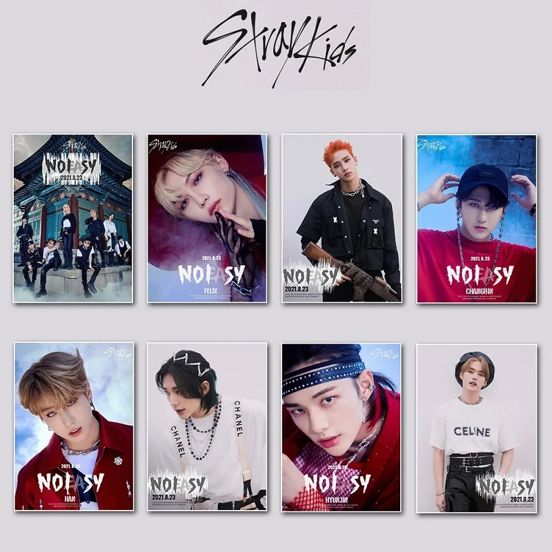 

KPOP Stray Kids NOEASY Peripheral Poster Self-adhesive Pictorial Photo Elk Sticker K-POP StrayKids Korea Group Thank You Card