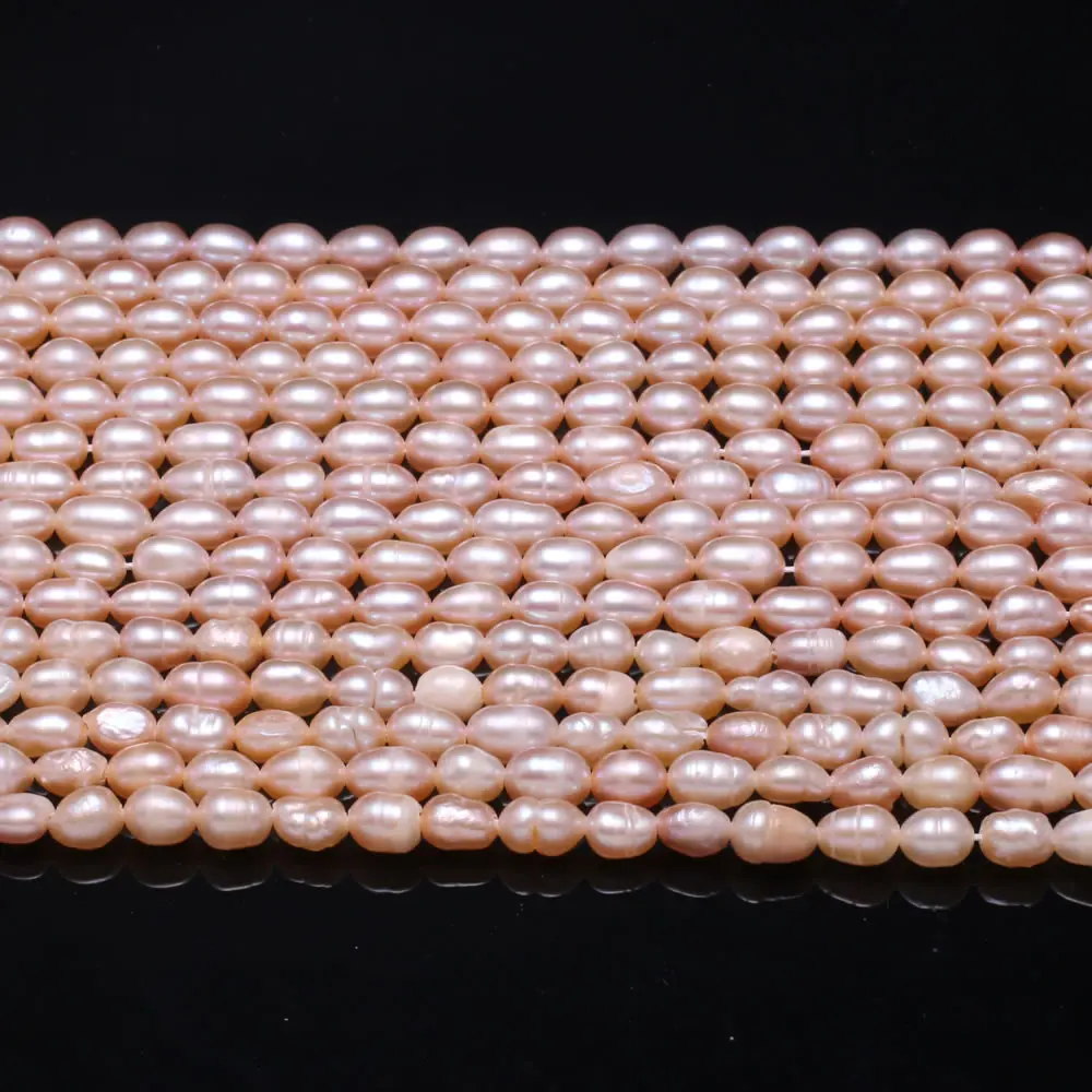 Бусы из натурального пресноводного жемчуга розовый высокое качество A-AAA рисовый