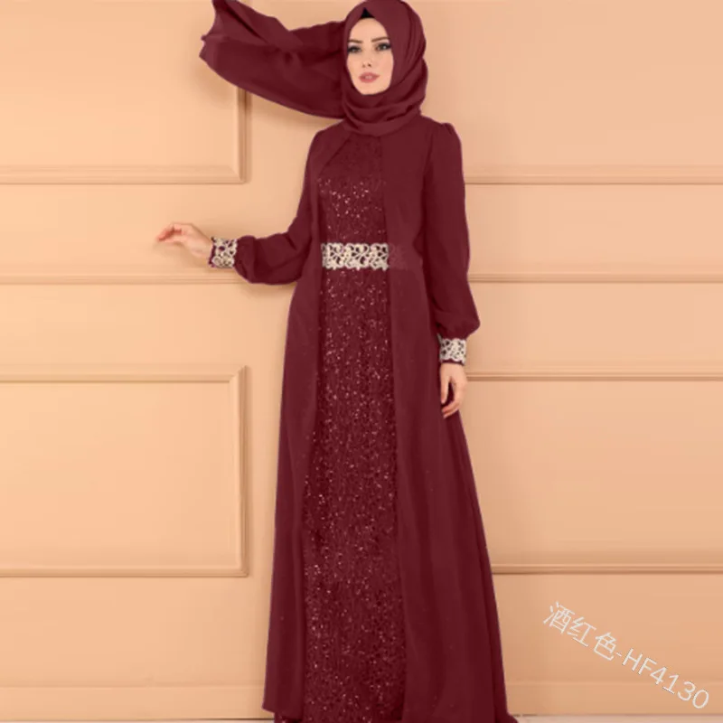 Расшитое блестками мусульманское женское поддельное два платья Инди фолк
