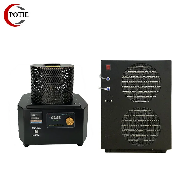 

220V 3KG Mini Temperature Controlling Portable Electric Jewelry Induction Melting Furnace With Water Chiller Smelting Machine