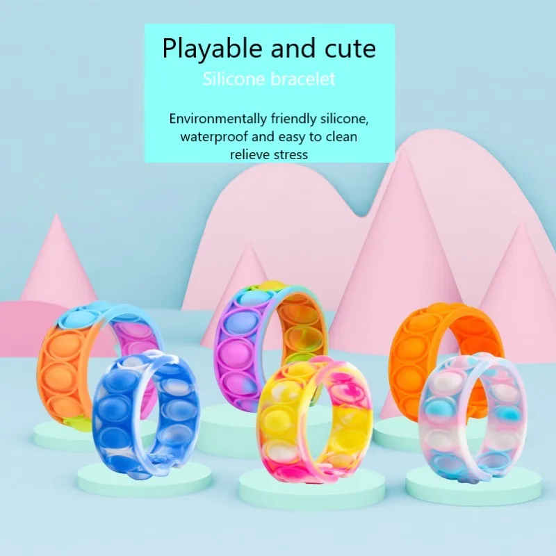 

Игрушка-фиджет, детский силиконовый браслет-пазл для декомпрессии, детская игрушка, подарок, Забавный цветной браслет высокого качества, но...