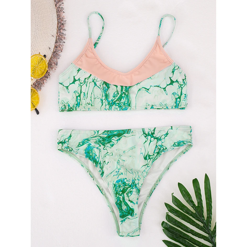 

High Waist Bikini 2021 Sexy Tie-dye Women's Swimsuit Women Swimwear High Leg Bikinis Set Bathing Suit Woman Beach Wear Swimsuits
