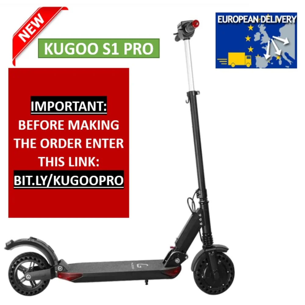 [EU] KUGOO S1 складной электрический скутер для взрослых 30 км, минус 30 км/ч, ЖК-дисплей Дисплей e скутер M365 умный Скутер PK Ninebot - Цвет: Black