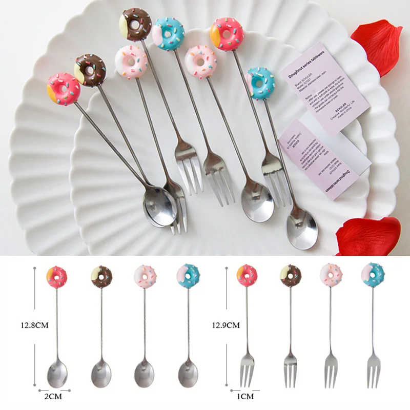 Кухонные столовые приборы из нержавеющей стали ложки с пончиками кофейная