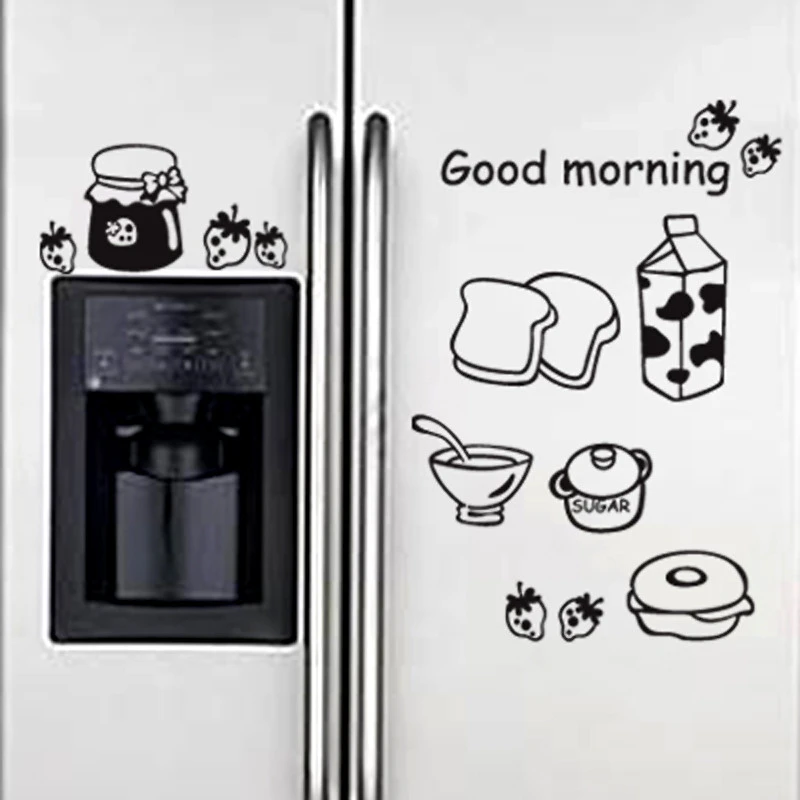 1 шт. креативные настенные Стикеры для Кухня винил молочный хлеб холодильник