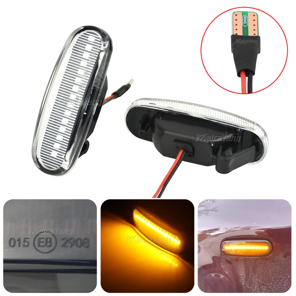 

2Pcs Dynamic LED Side Marker Light Repeater Turn Signal Lamps For Abarth Grande Panda 199 Fiat Punto Evo Idea 350 Fiorino 225