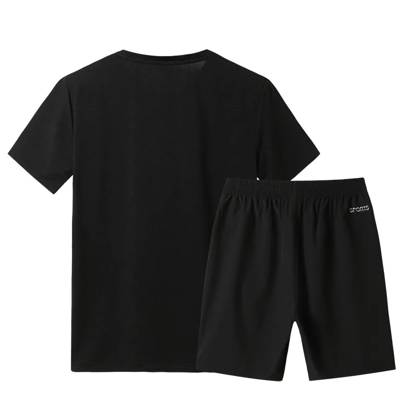 

Summer 2021 new men's fattening plus size sports quick drying short sleeve shorts two piece set