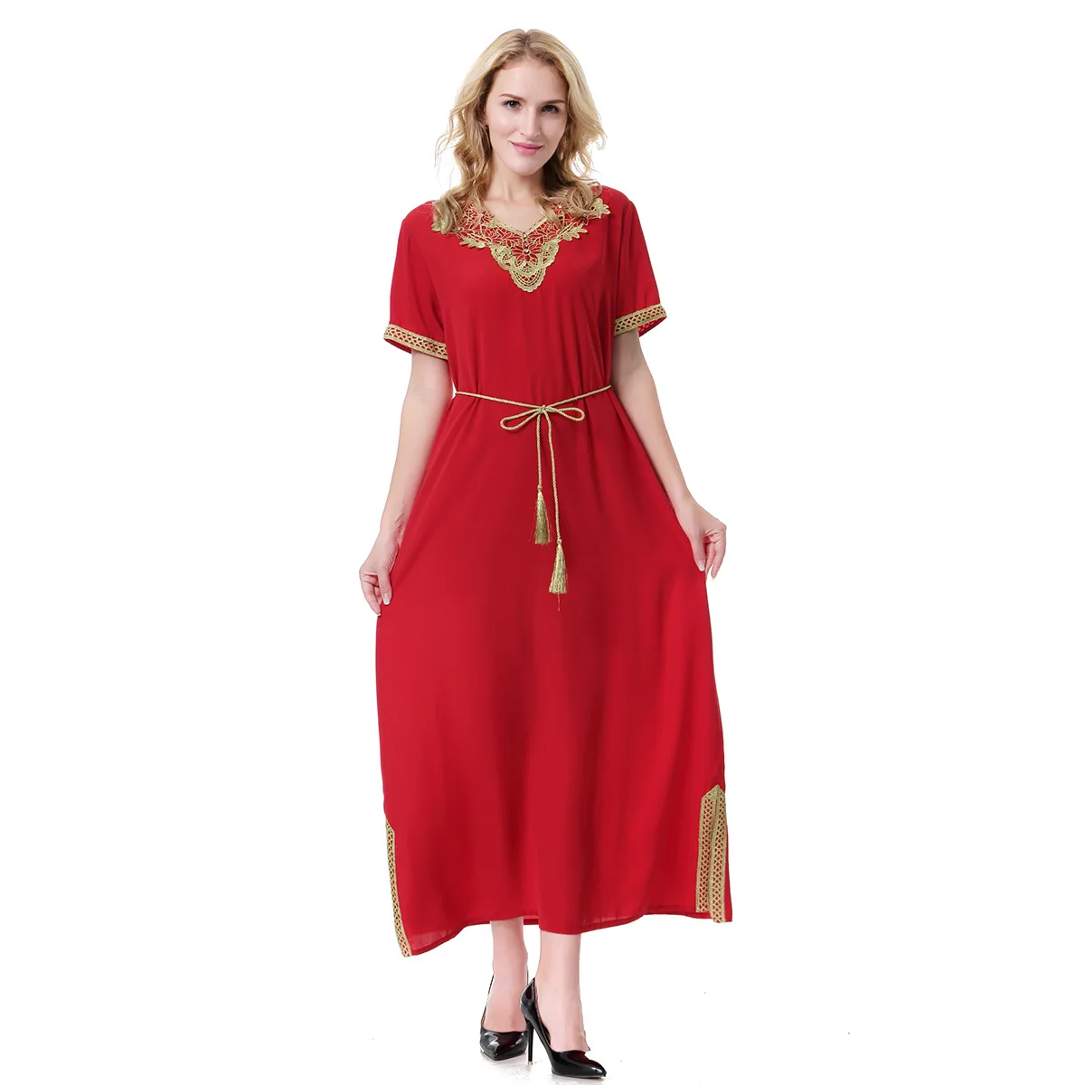 Женское мусульманское платье Abaya свободное однотонное платье-Кафтан в арабском