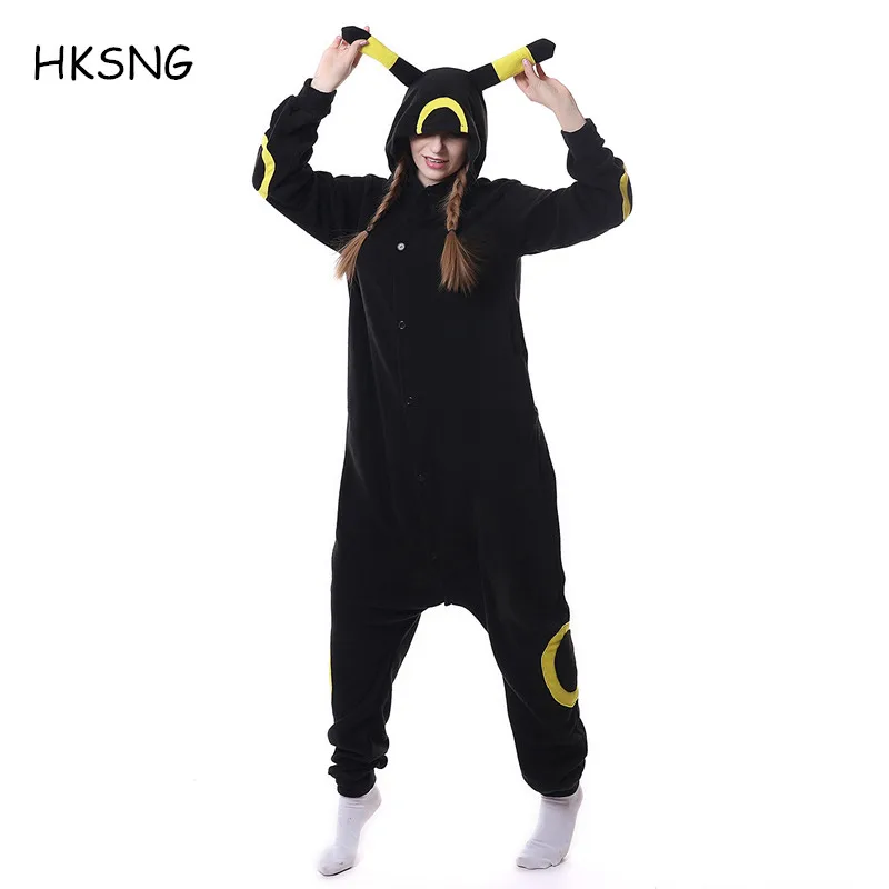 HKSNG Umbreon Espeon покемон пижамы кигуруми Хэллоуин взрослых зима теплый мультфильм аниме флис Onesie домашний костюм косплей Кигуруми