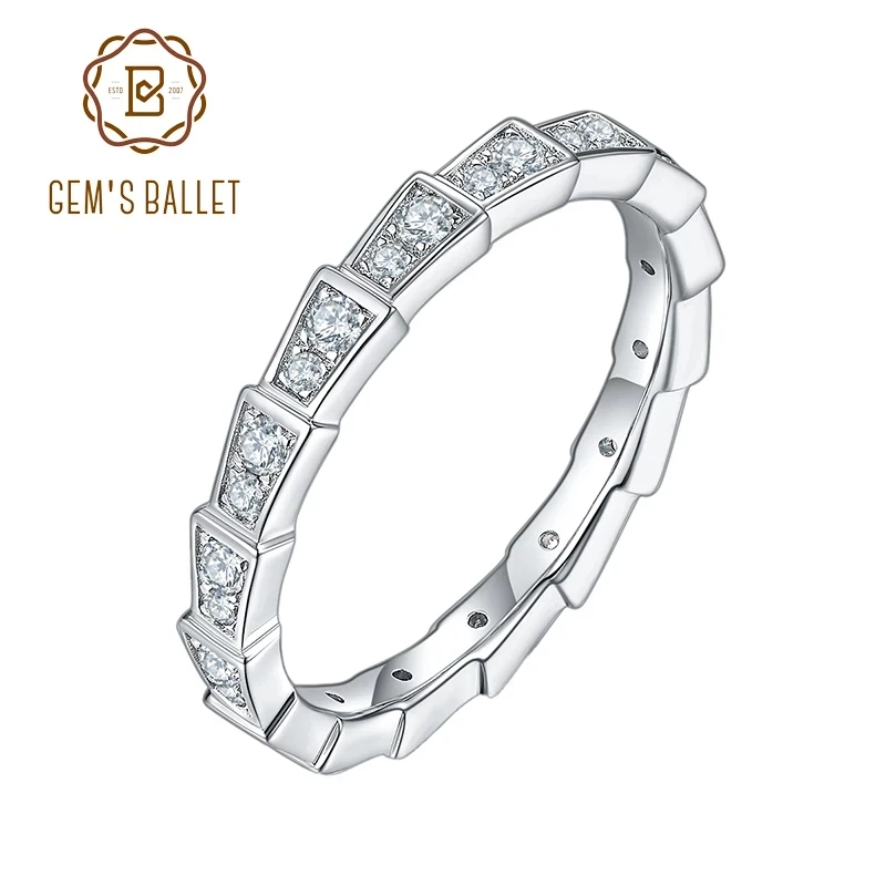 

GEM'S BALLET 925 Sterling Silver Moissanite Diamond Finger Eternity Rings for Women Wedding Band Engagement Statement Jewelry
