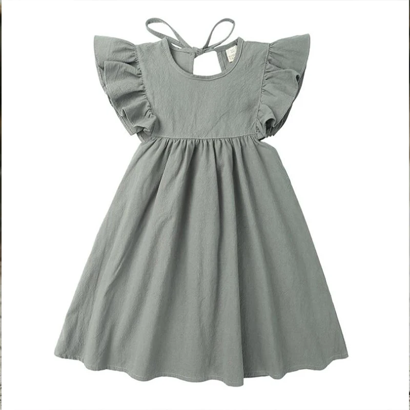 Летние платья для маленьких девочек детское платье льняное принцессы с оборками