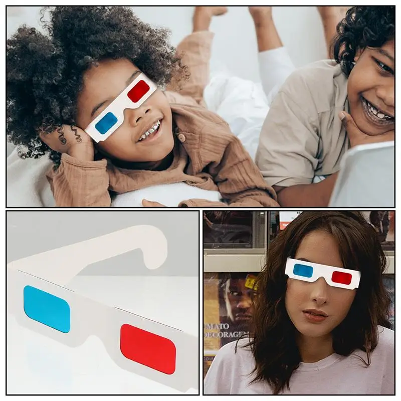 

30pcs 3D Cardboard Glasses Universal Anaglyph Glasses Eyewear for Movie Video