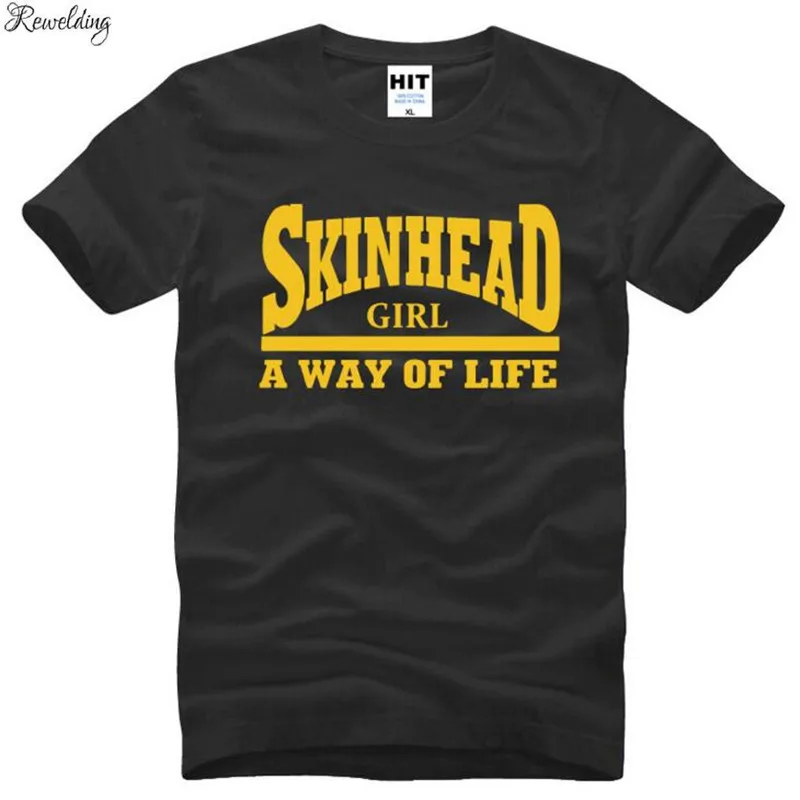Skinhead с буквенным принтом Футболка мужская летняя Стиль Футболки короткими
