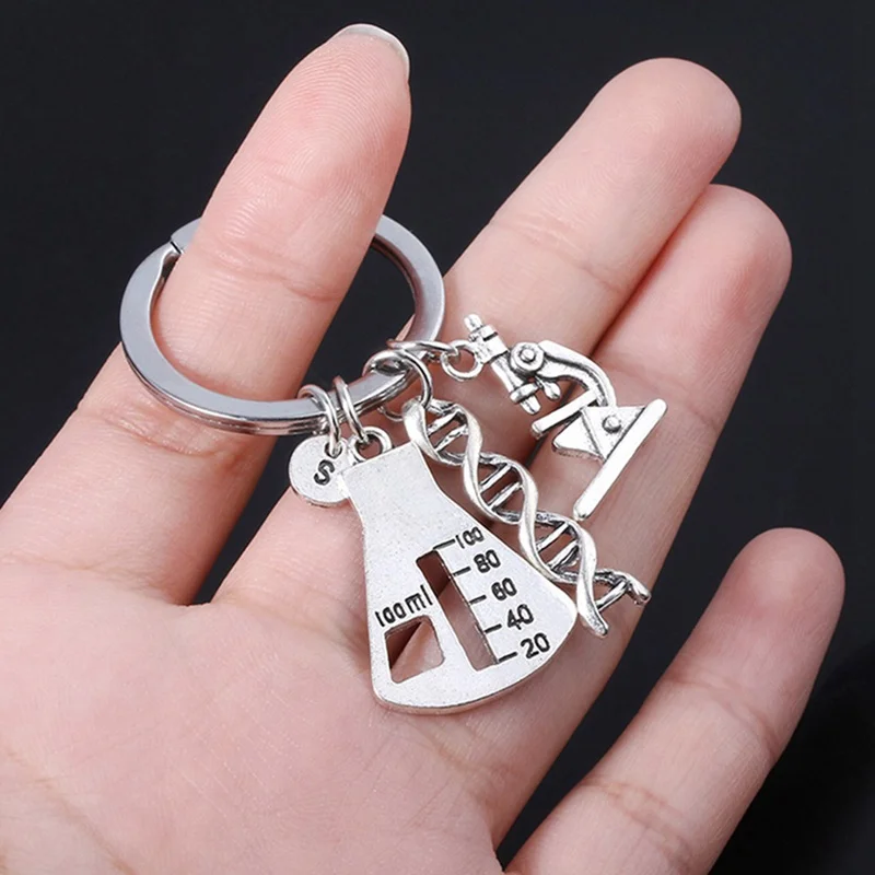 

Chemical Biological Experimental Tool Necklace Pendant Conical Flask Molecular DNA Microscope Handmade For Women Men Accessories