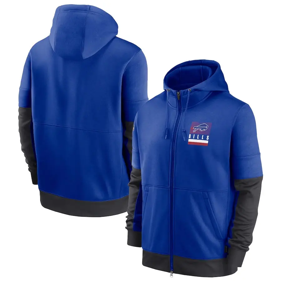 

2021 Buffalo MEN Sweatshirt Bills Sideline Impact Lockup Sportswear Performance Pullover football Full-Zip Hoodie S-3XL