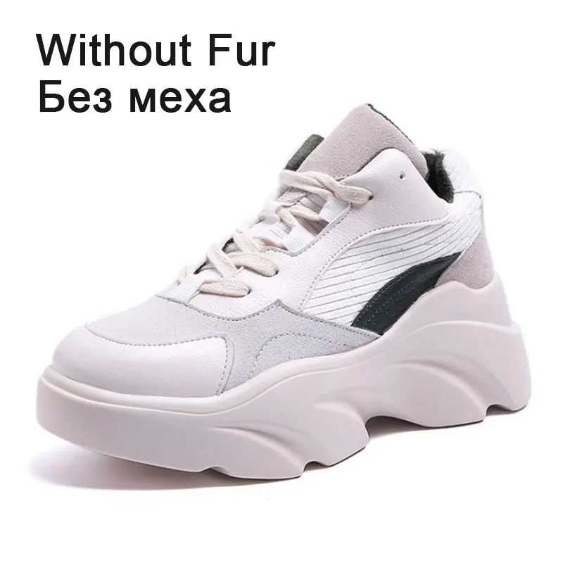 black without fur Taoffen/Новинка; женская Вулканизированная обувь; повседневные кроссовки; модная обувь на шнуровке; Женская Весенняя обувь для прогулок; Размеры 35-40 - Цвет: black without fur