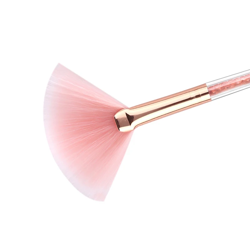 Daubigny Pink Crystal Cosmetic Tools Fan Shape Makeup Brush Highlighter Face Powder 1 Pcs Make Up Blending Natural | Красота и
