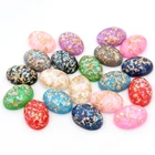 18x25 мм 10 шт.лот Новая мода смешанные цвета Встроенная металлическая фольга плоская задняя Смола Кабошоны Камея