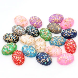 18x25 мм 10 шт.лот Новая мода смешанные цвета Встроенная металлическая фольга плоская задняя Смола Кабошоны Камея