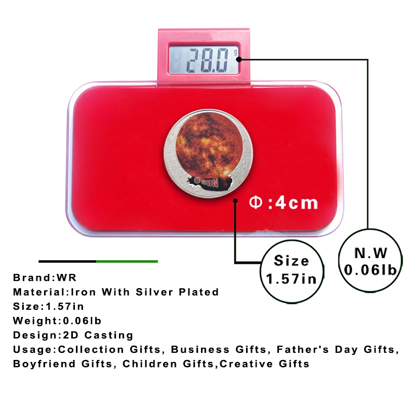 WR 10 шт. серебряные монеты с системой солнечных батарей коллекционные предметы