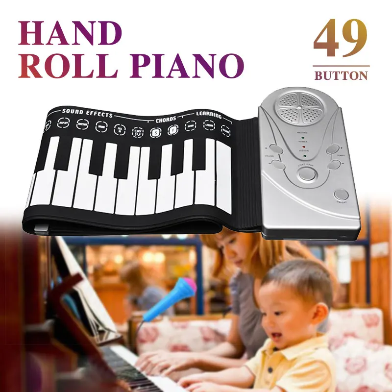 Гибкая 49 клавишная детская электронная клавиатура пианино электронный орган usb