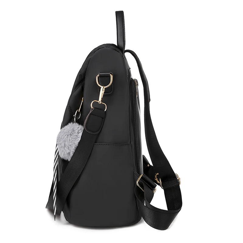 Женский дизайнерский рюкзак TETHYS черный кожаный школьный ранец для