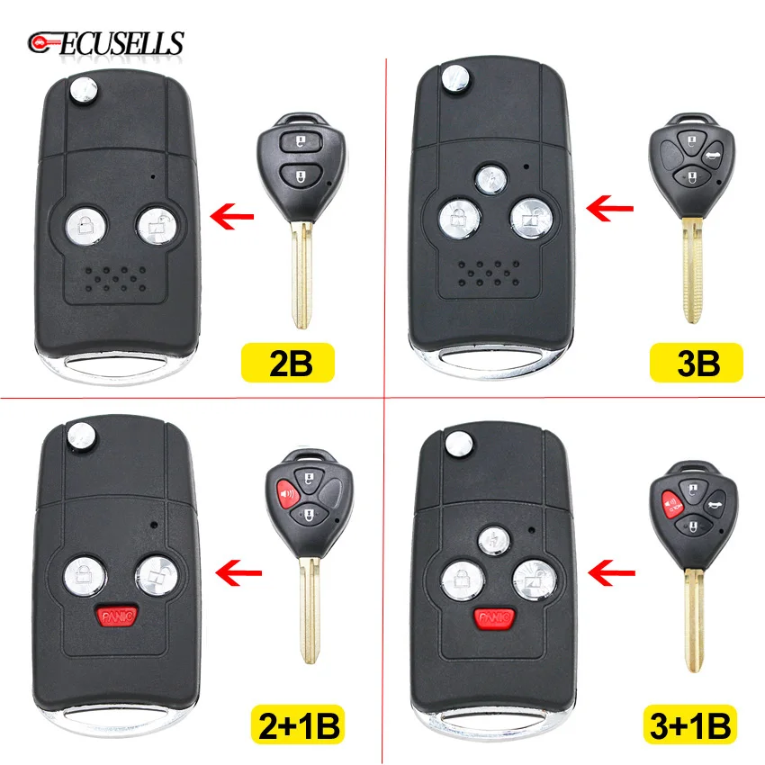 2/3/4 Кнопка складывания удаленное умный корпус для автомобильного ключа чехол