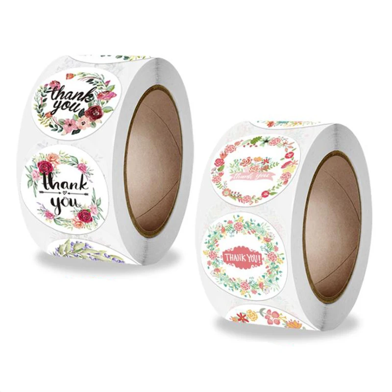 

Thank You Sticker Flower Ring Labels Sealing Color Paper Stickers Stationery Supply Decoration Scrapbooking 50PCS