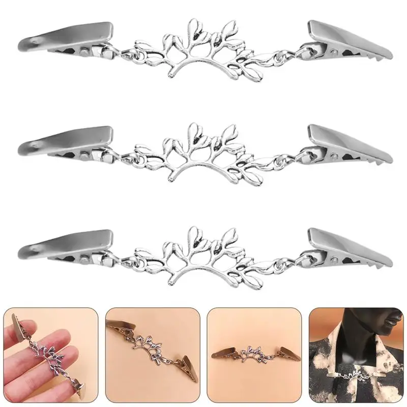 3pcs Elegant Women Cardigan Clips Cardigan Collar Clips Lady Collar Clips